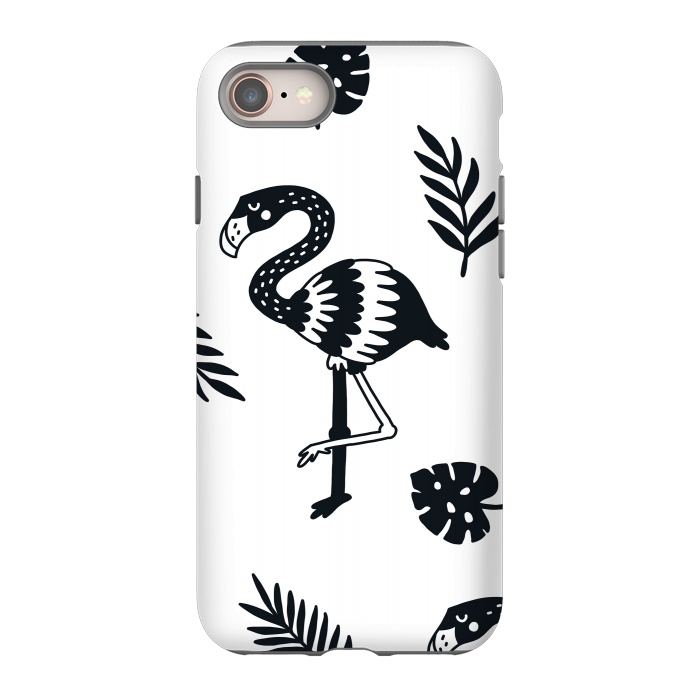 iPhone 8 StrongFit black white flamingo by haroulita