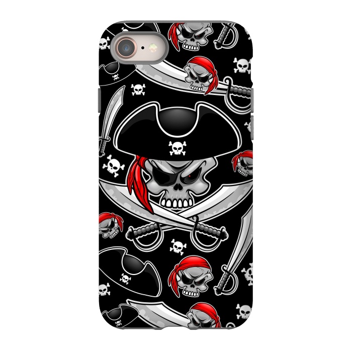 iPhone 8 StrongFit Skull Pirate Captain with Crossed Sabers by BluedarkArt