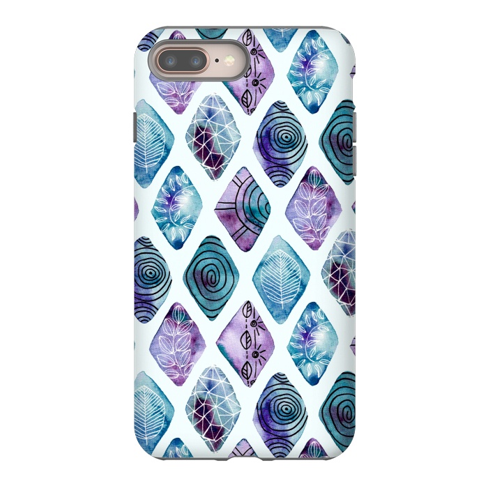 iPhone 8 plus StrongFit Patterned Watercolor Diamonds Blue  by Tigatiga