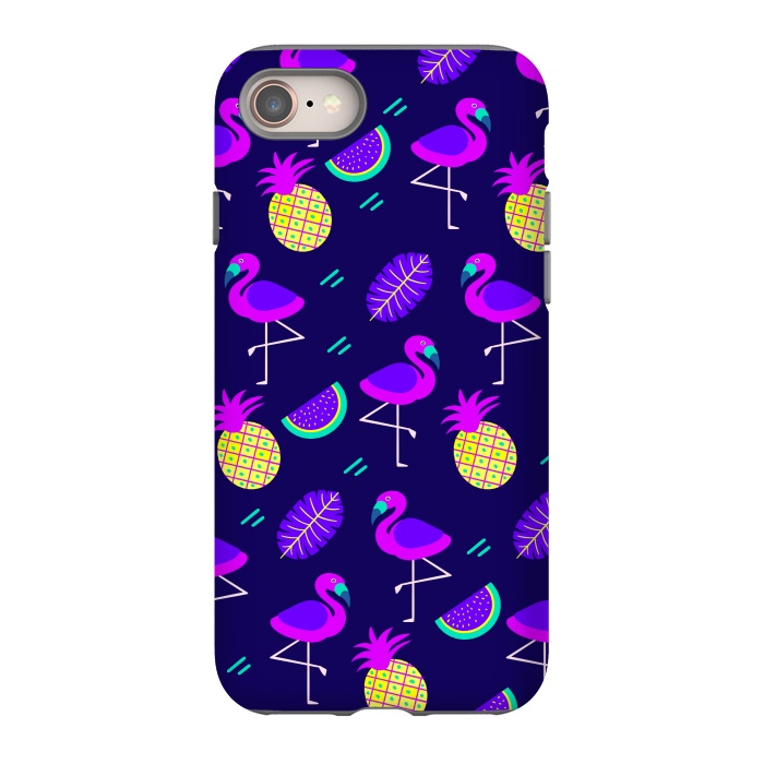 iPhone 8 StrongFit Flamingos In Neon by ArtsCase