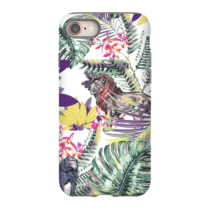 iPhone 8 StrongFit Lion and colorful tropical plants by Oana 