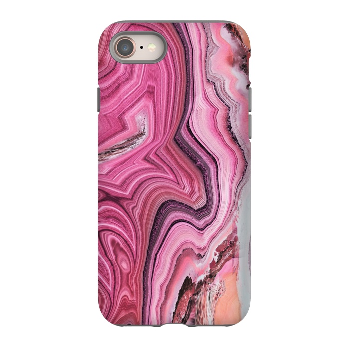 iPhone 8 StrongFit Candy pink marble waves by Oana 