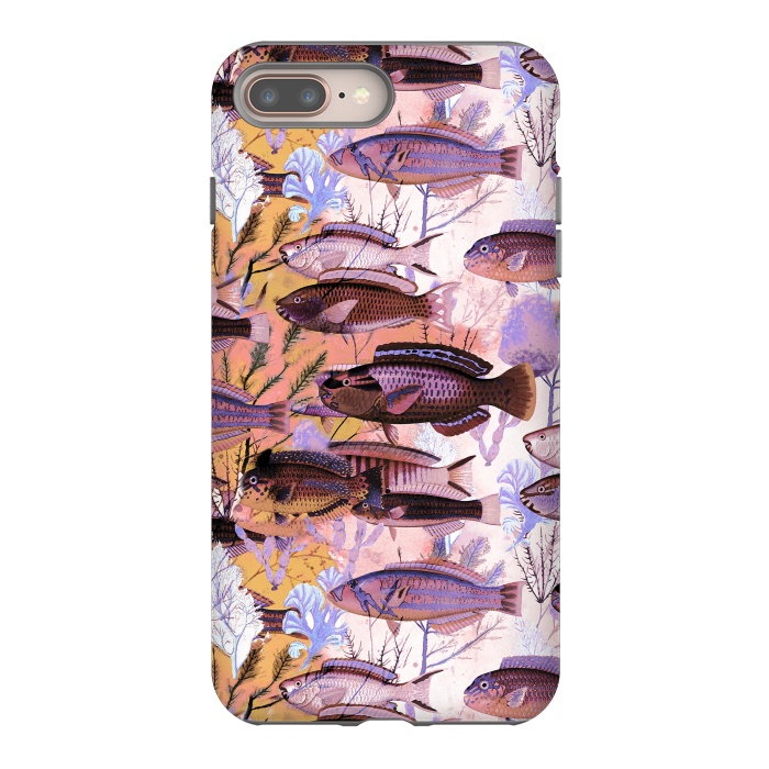 iPhone 8 plus StrongFit Watercolor coral reef by Oana 