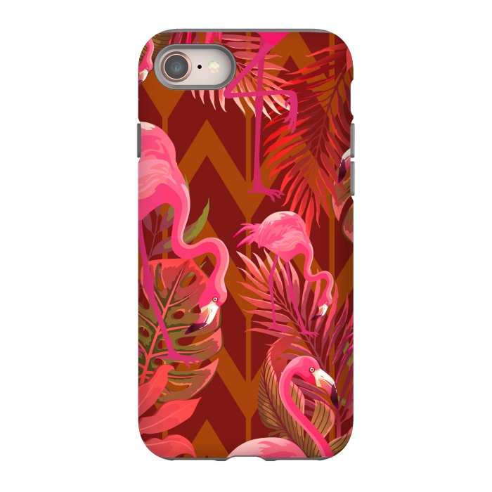 iPhone 8 StrongFit Pink Flamingos On The Beach by ArtsCase