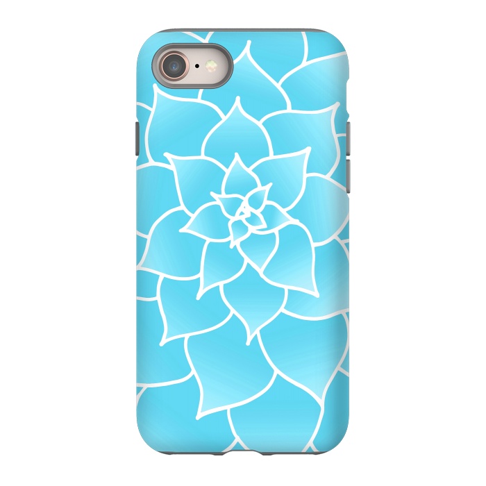 iPhone 8 StrongFit Abstract Blue Succulent Flower by Julie Erin Designs