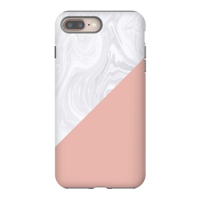 iPhone 8 plus StrongFit Rose Gold and White Marble Texture by Julie Erin Designs