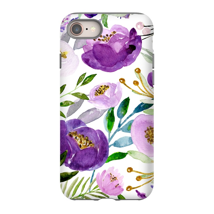 iPhone 8 StrongFit Whimsical Ultraviolet and Gold Florals by Allgirls Studio