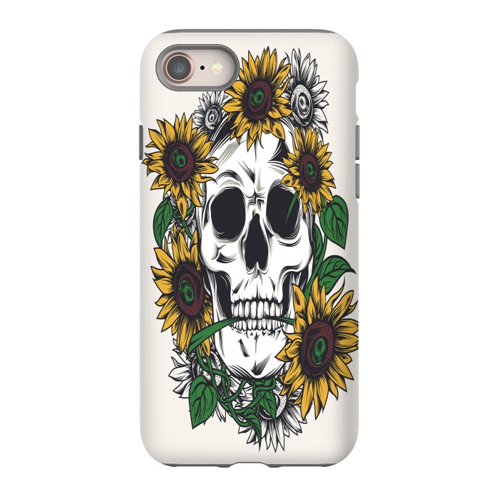 iPhone 8 StrongFit Skull Sunflower by Joanna Vog