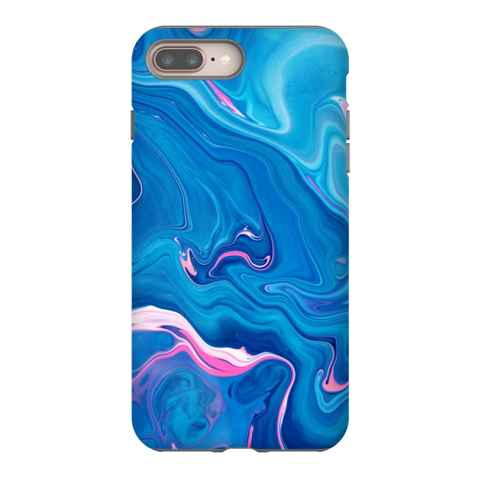 iPhone 8 plus StrongFit Abstract Marble Painting Blue Pink Orange by ArtsCase