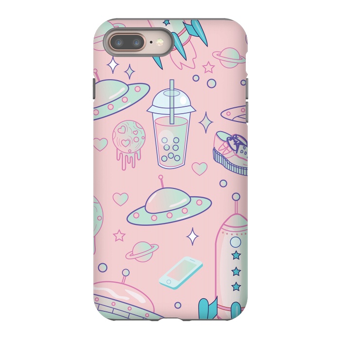 iPhone 8 plus StrongFit Galaxy space babe pastel goth kawaii pattern by Luna Elizabeth Art