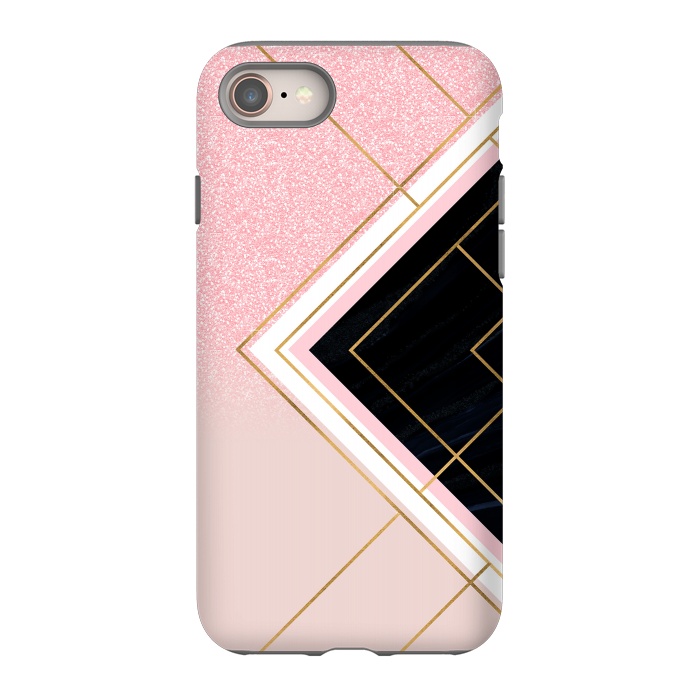 iPhone 8 StrongFit Modern Geometric Pink Gold Strokes Design by InovArts