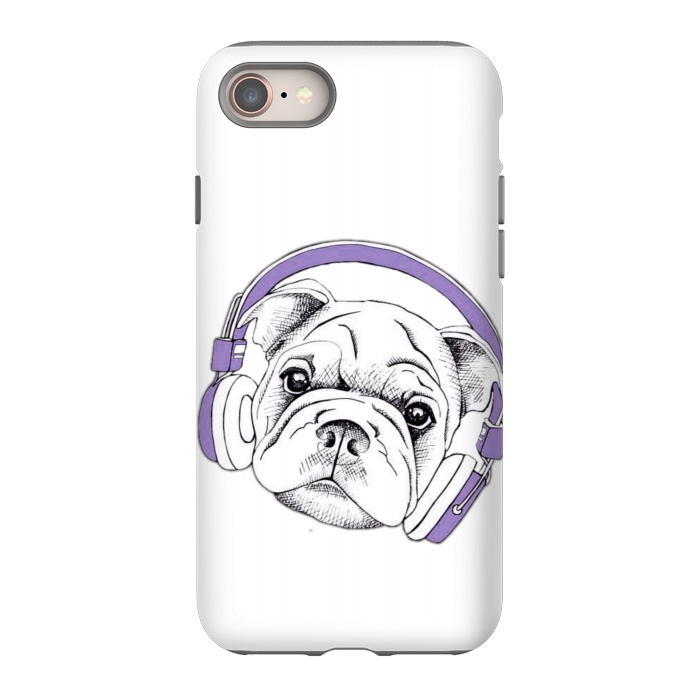 iPhone 8 StrongFit french bulldog listening music by haroulita