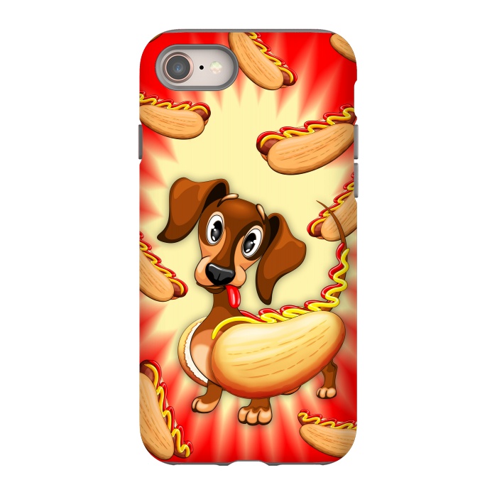 iPhone 8 StrongFit Dachshund Hot Dog Cute and Funny Character by BluedarkArt