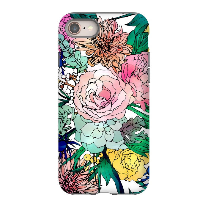 iPhone 8 StrongFit Stylish Colorful Watercolor Floral Pattern by InovArts