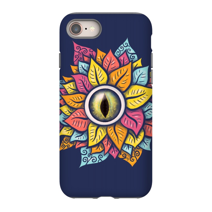 iPhone 8 StrongFit Colorful Reptile Eye Flower Fun Weird Digital Art by Boriana Giormova