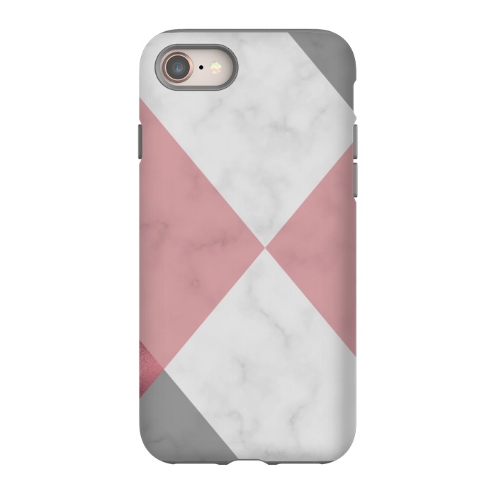 iPhone 8 StrongFit Gray and Rose Marble Geometric design by ArtsCase