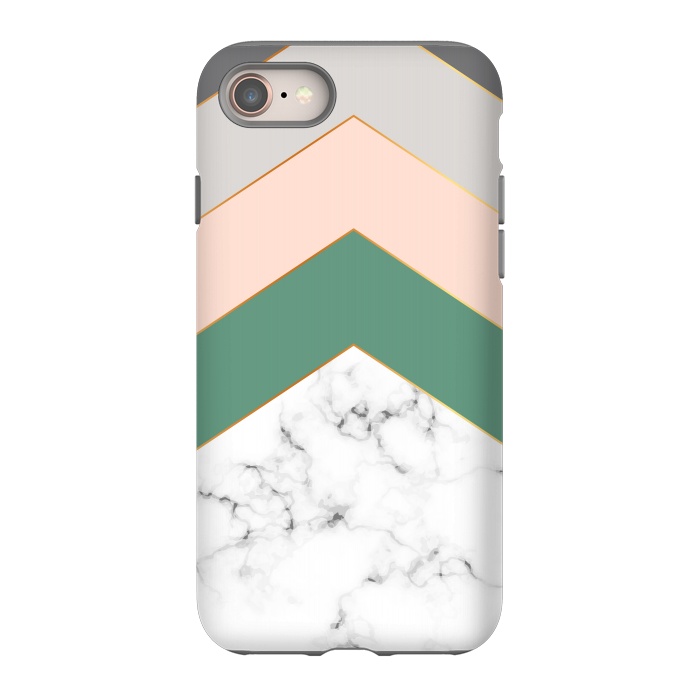 iPhone 8 StrongFit Green Rose and Gray Marble Geometric Design with gold lines by ArtsCase