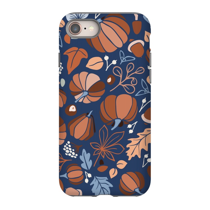 iPhone 8 StrongFit Fall Fruits in Navy and Orange by Paula Ohreen