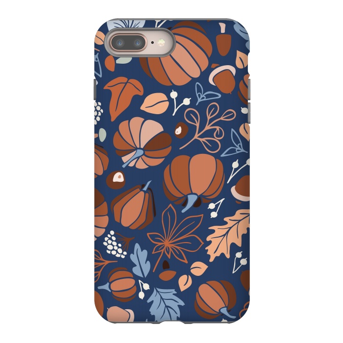 iPhone 8 plus StrongFit Fall Fruits in Navy and Orange by Paula Ohreen