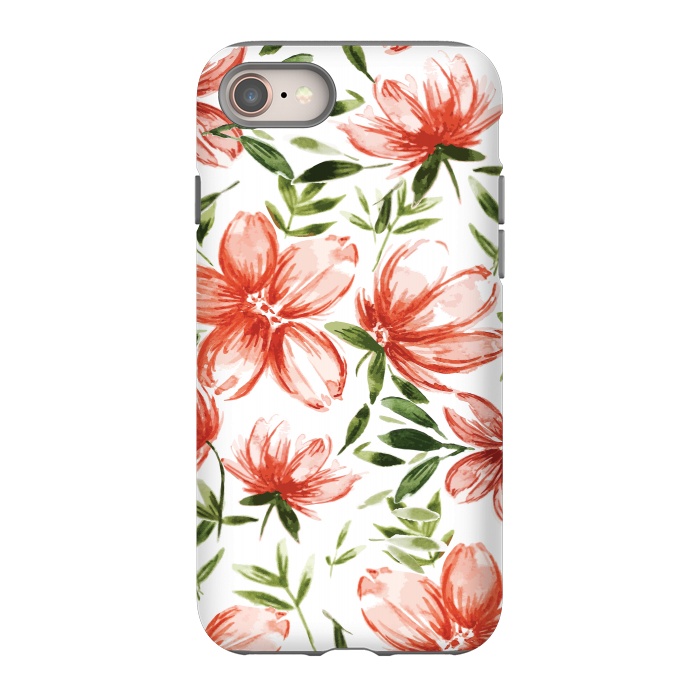 iPhone 8 StrongFit Red Watercolor Flowers by Bledi