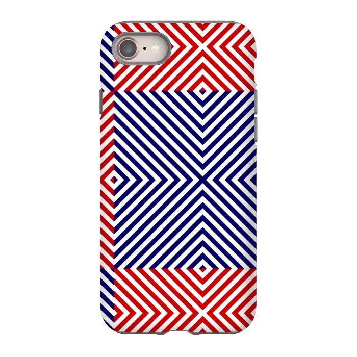 iPhone 8 StrongFit Red Blue Crossing Diagonal Striped by TMSarts