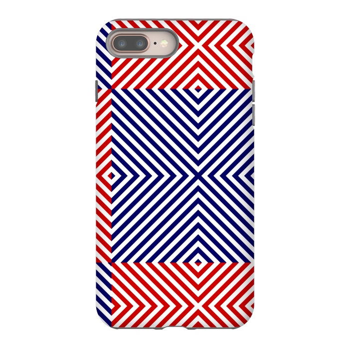 iPhone 8 plus StrongFit Red Blue Crossing Diagonal Striped by TMSarts