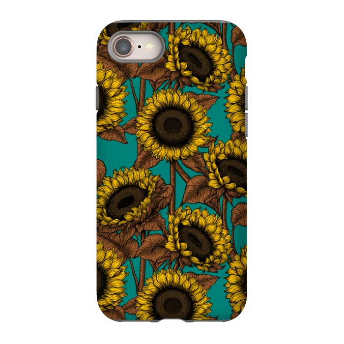 iPhone 8 StrongFit Sunflowers on turquoise by Katerina Kirilova