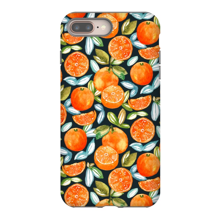 iPhone 8 plus StrongFit Oranges On Navy  by Tigatiga