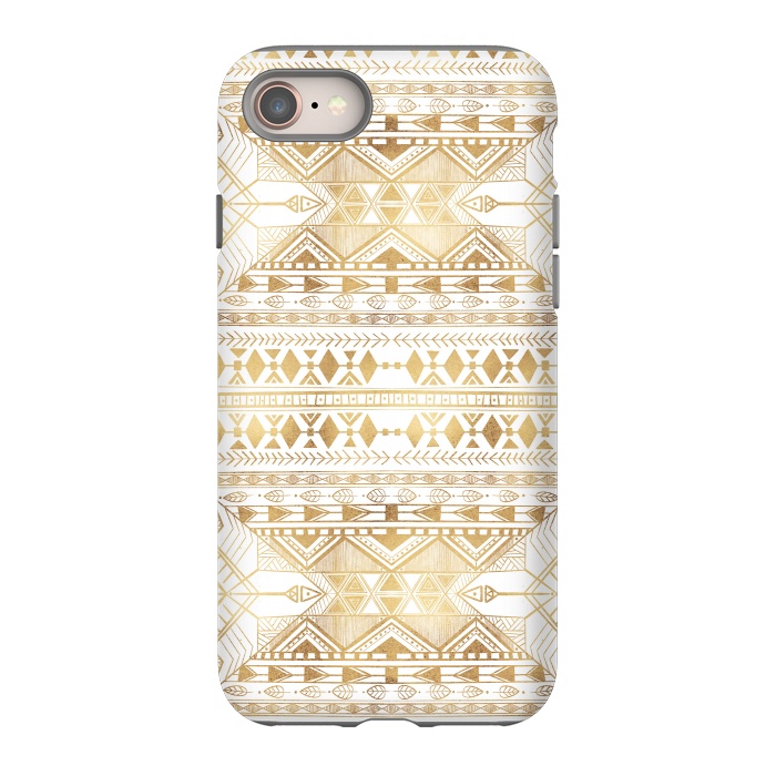 iPhone 8 StrongFit Trendy Gold Geometric Tribal Aztec Pattern by InovArts