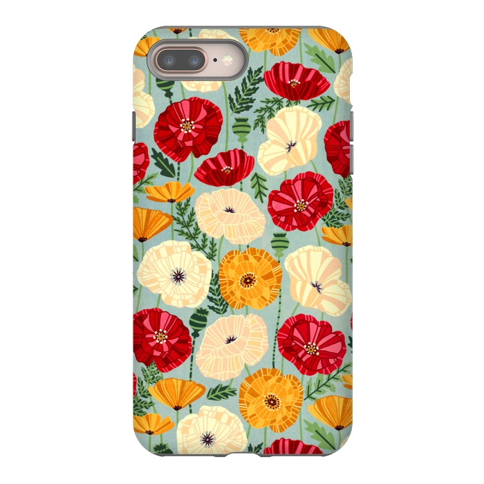 iPhone 8 plus StrongFit Textured Poppies  by Tigatiga