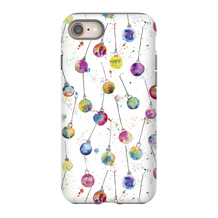 iPhone 8 StrongFit Christmas Watercolor Baubles by Ninola Design