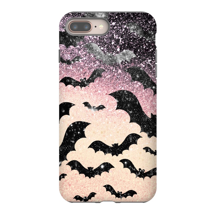 iPhone 8 plus StrongFit Bats in glitter starry night - Halloween by Oana 