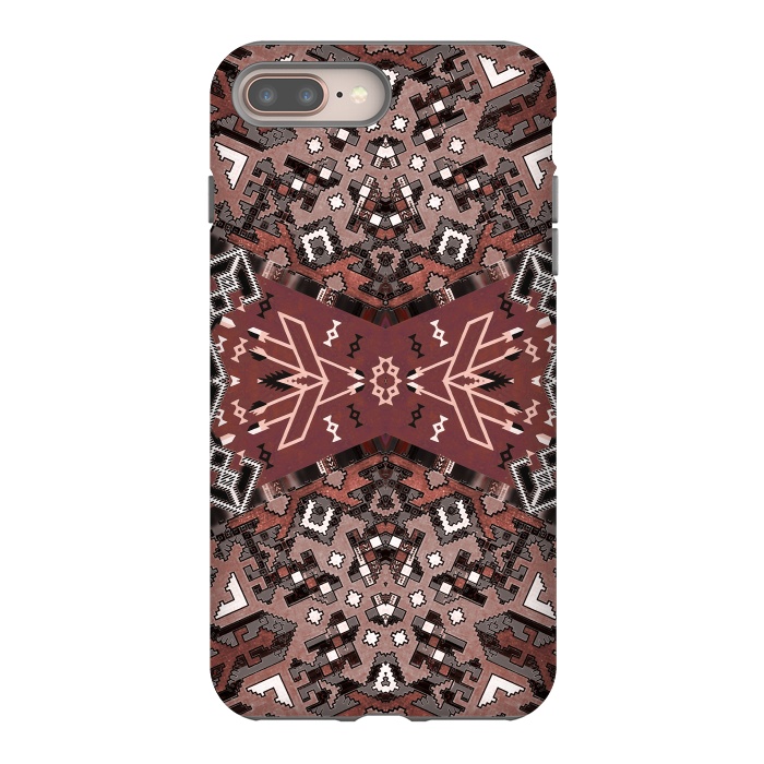 iPhone 8 plus StrongFit Ethnic geometric pattern in autumnal brown by Oana 