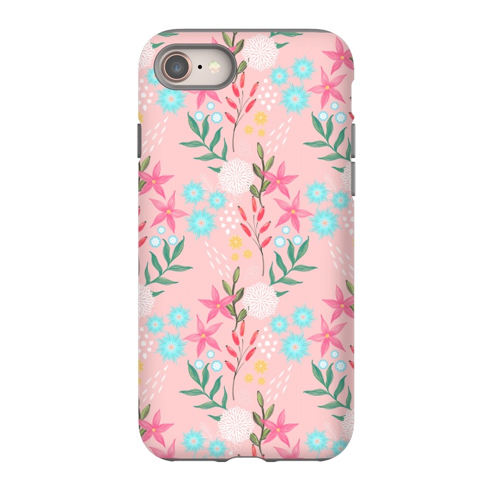 iPhone 8 StrongFit Cute Pink Flowers Creative Art Pattern by InovArts