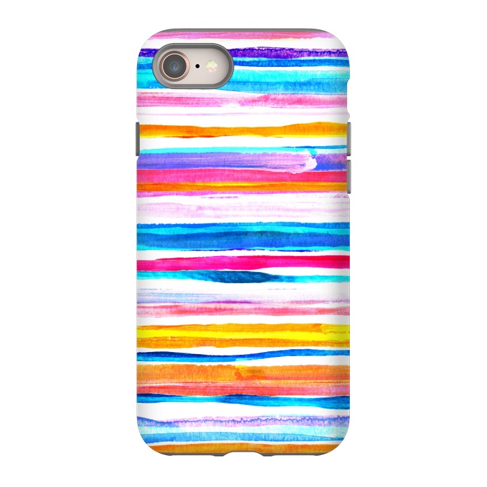 iPhone 8 StrongFit Bright Hand Painted Gouache Beach Chair Stripes by Micklyn Le Feuvre