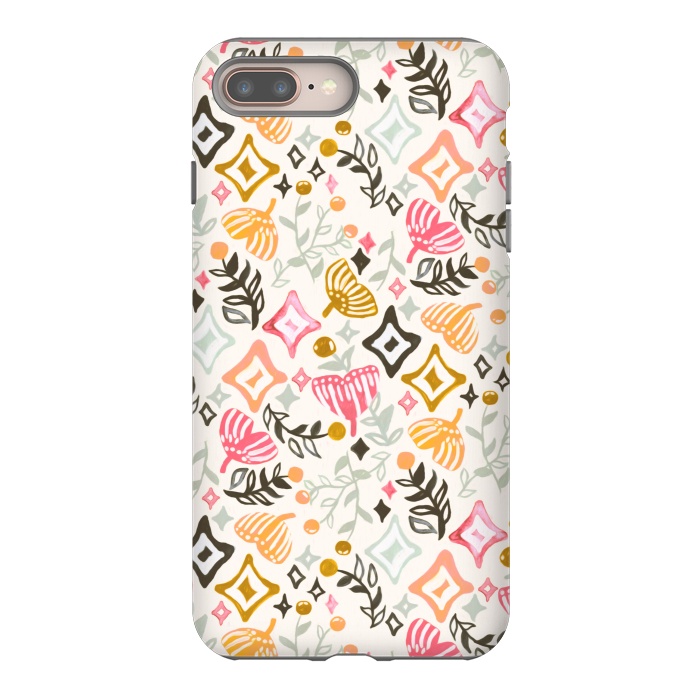 iPhone 8 plus StrongFit Autumn Abstract Ginkgo & Berry Pattern  by Tigatiga