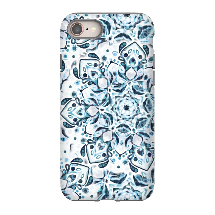 iPhone 8 StrongFit Stained Glass Mandala - Aqua Snowflake  by Tigatiga