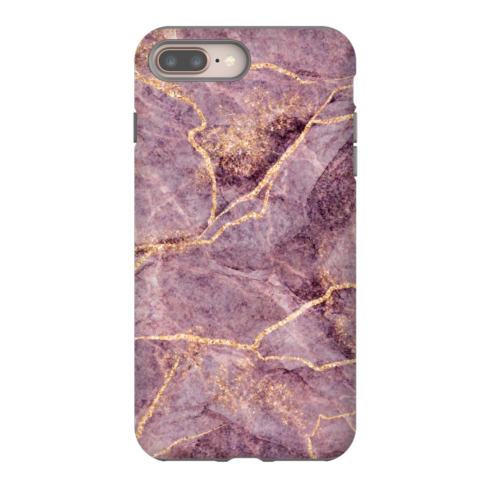 iPhone 8 plus StrongFit Pink Marble with Gold fake Glitter by ArtsCase