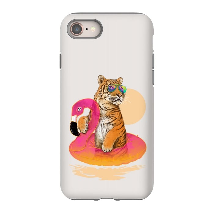 iPhone 8 StrongFit Chillin Flamingo Tiger by 38 Sunsets