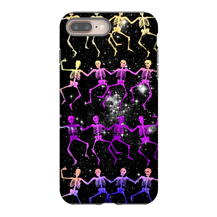 iPhone 8 plus StrongFit Neon gradient dancing skeletons Halloween by Oana 