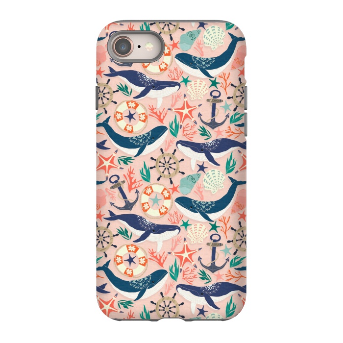 iPhone 8 StrongFit Whale Song on Coral Blush by Tangerine-Tane
