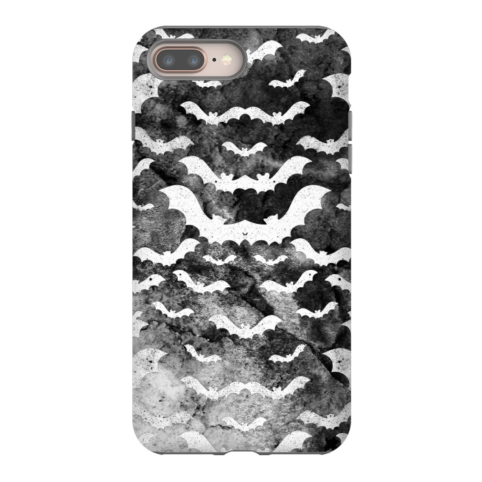 iPhone 8 plus StrongFit White star dust bats on monochrome marble sky by Oana 