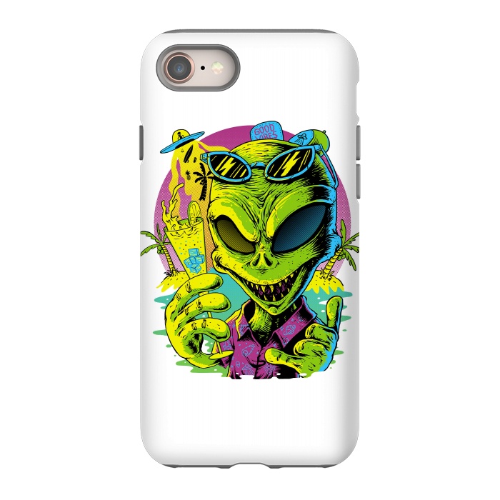 iPhone 8 StrongFit Alien Summer Vibes (White) by Afif Quilimo
