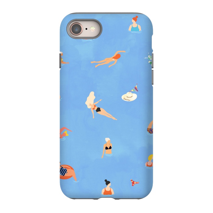 iPhone 8 StrongFit Summer Weekend in The Ocean Watercolor Swim Painting | Travel People Chic Eclectic Boho Fun by Uma Prabhakar Gokhale
