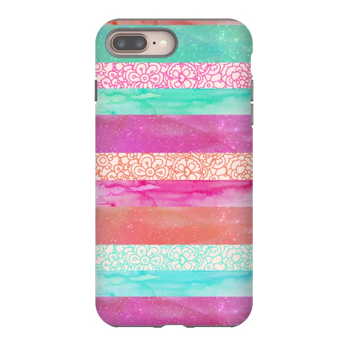 iPhone 8 plus StrongFit Tropical Stripes by Tangerine-Tane