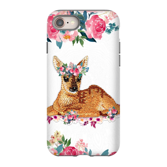 iPhone 8 StrongFit Flower Friends Fawn Lace by Monika Strigel