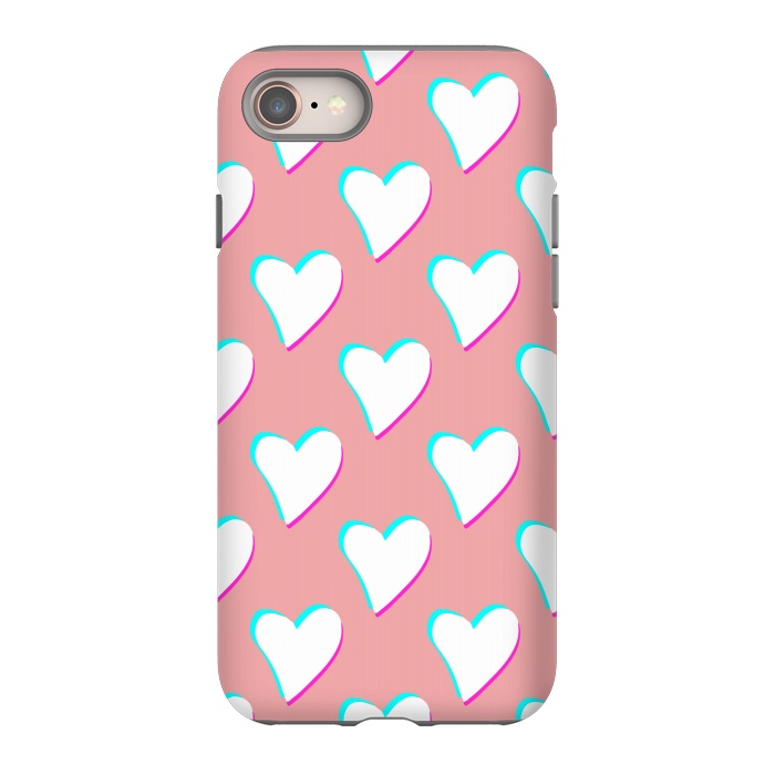 iPhone 8 StrongFit Retro Pink Hearts by Julie Erin Designs