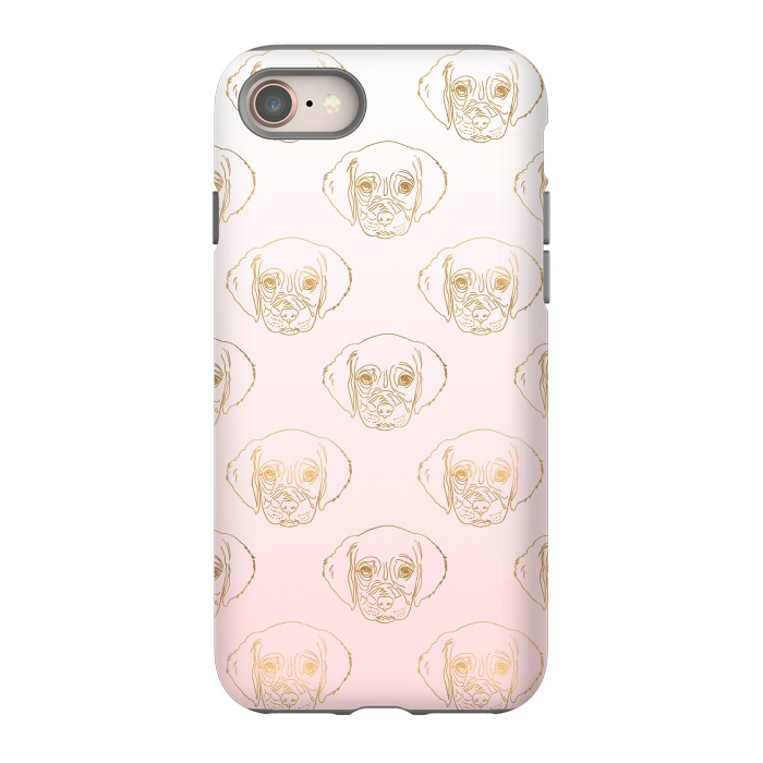 iPhone 8 StrongFit Girly Gold Puppy Dog White Pink Gradient Pattern by InovArts