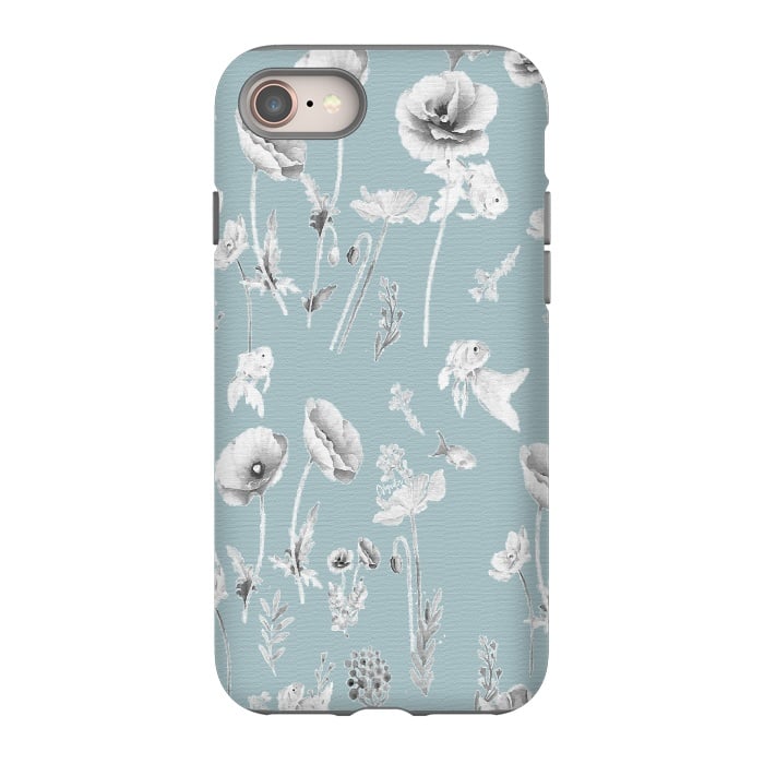 iPhone 8 StrongFit Fishes & Garden-Powder Blue by ''CVogiatzi.