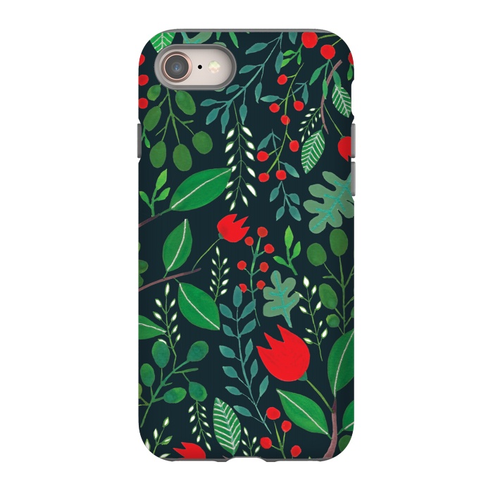 iPhone 8 StrongFit Christmas Floral Black by Hanny Agustine